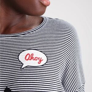 Only women’s sriped navy‎ white top size medium sailor anchor seahorse mom